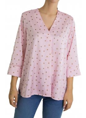 Blusa a V con pois a 3/4 